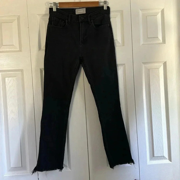 Everlane Jeans High Rise Raw Hem Straight Black Size 26 Regular - Picture 1 of 6